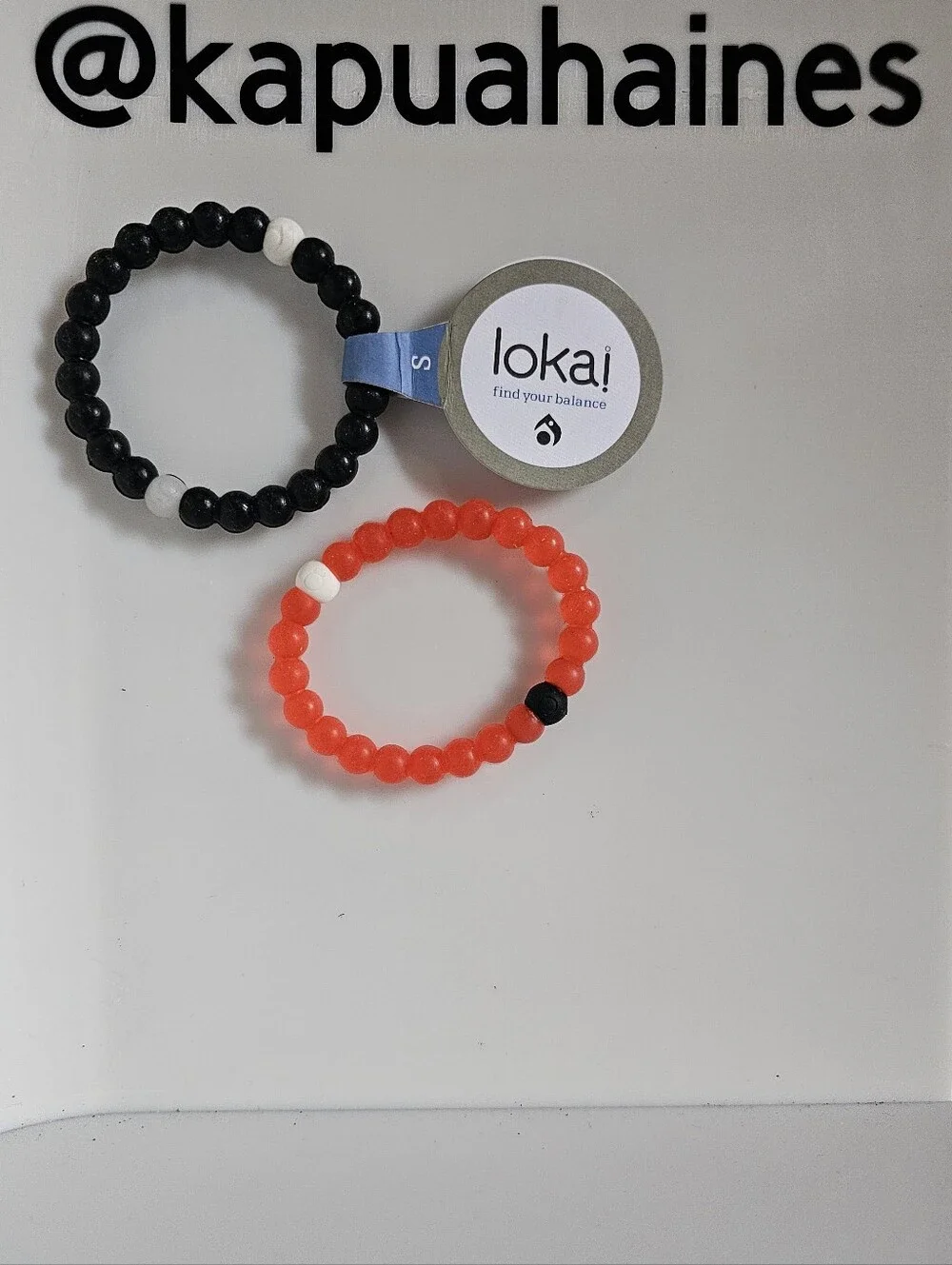 Lokai Kids Bracelet Duo(2) Small - Black & Bright Orange Beaded Set